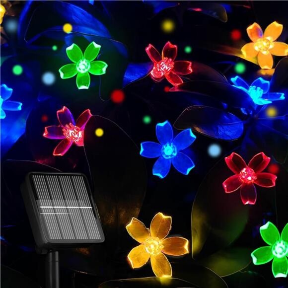 Solar String Lights, 50 LED Solar Flower String Lights Outdoor Waterproof - Picture 1 of 7
